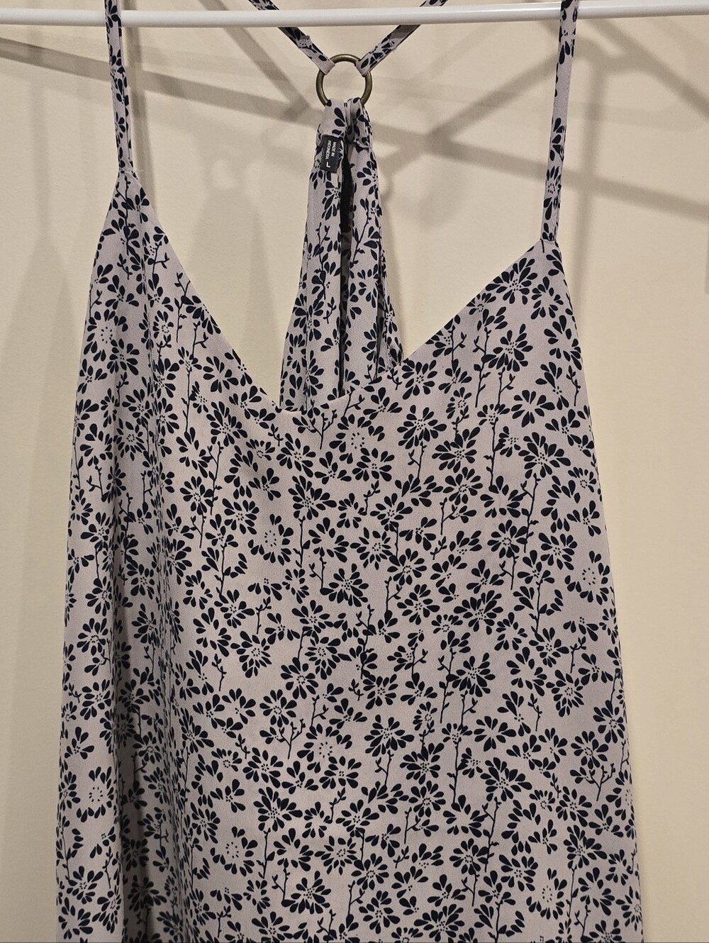 Maurices White Camisole with Navy Floral Print